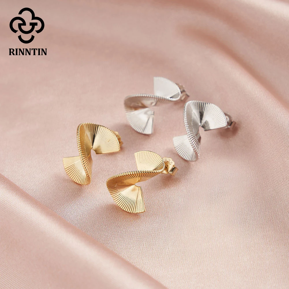 Rinntin 진짜 925 스털링 실버 귀여운 우아한 Bowknot 여성을위한 간단한 스터드 귀걸이 파인 쥬얼리 발렌타인 데이 선물 GAE03