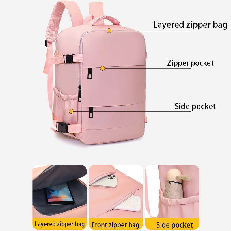 Mochila Versátil à Prova d'Água para Laptop, Design Unissex Moderno, Bolsos Laterais para Garrafa de Água e Pequenos Acessórios