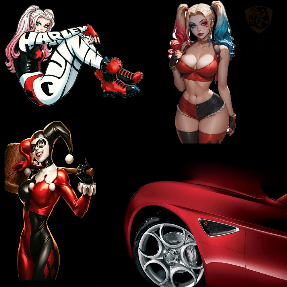 Rebellious Clown Girl Diamond Pattern Car Stickers Vinyl Decal Waterproof Die Cut for Laptop Car Window Motorcycle Auto Decor