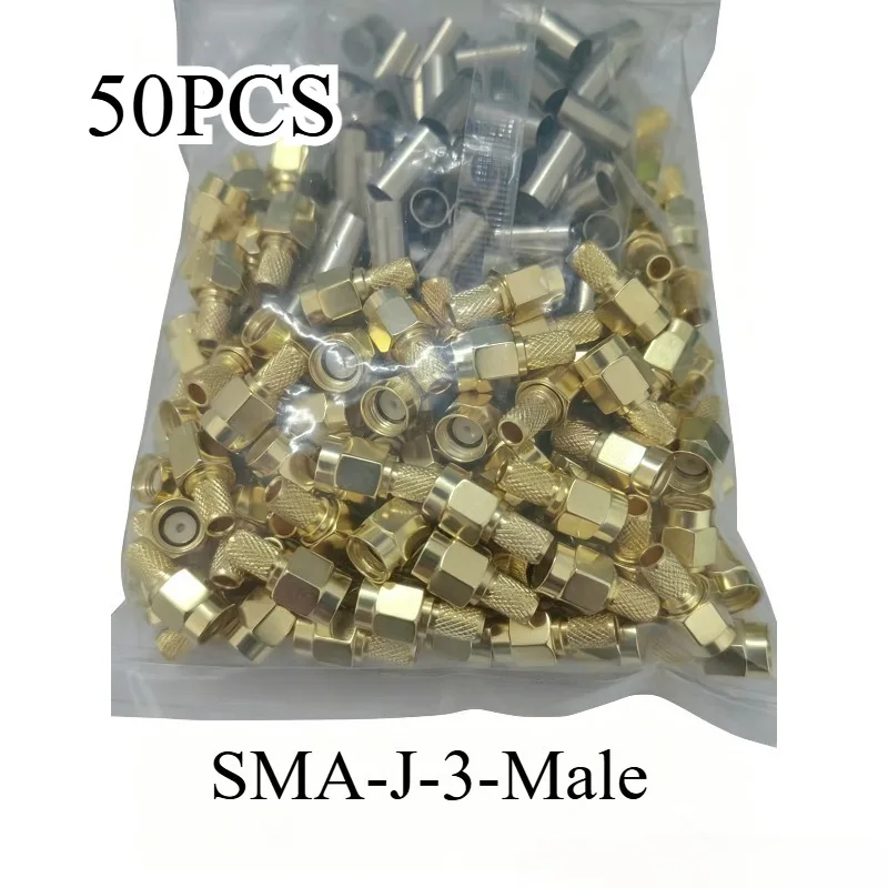20/50Pcs SMA Male Crimp Connector RF Coaxial SMA Plug for RG58 RG142 LMR195 RG400 Cable 50 Ohm Gold Plated