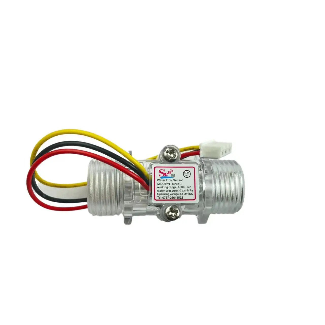 YF-S201C Transparent Water Flow Sensor 5-24V BSP G1/2