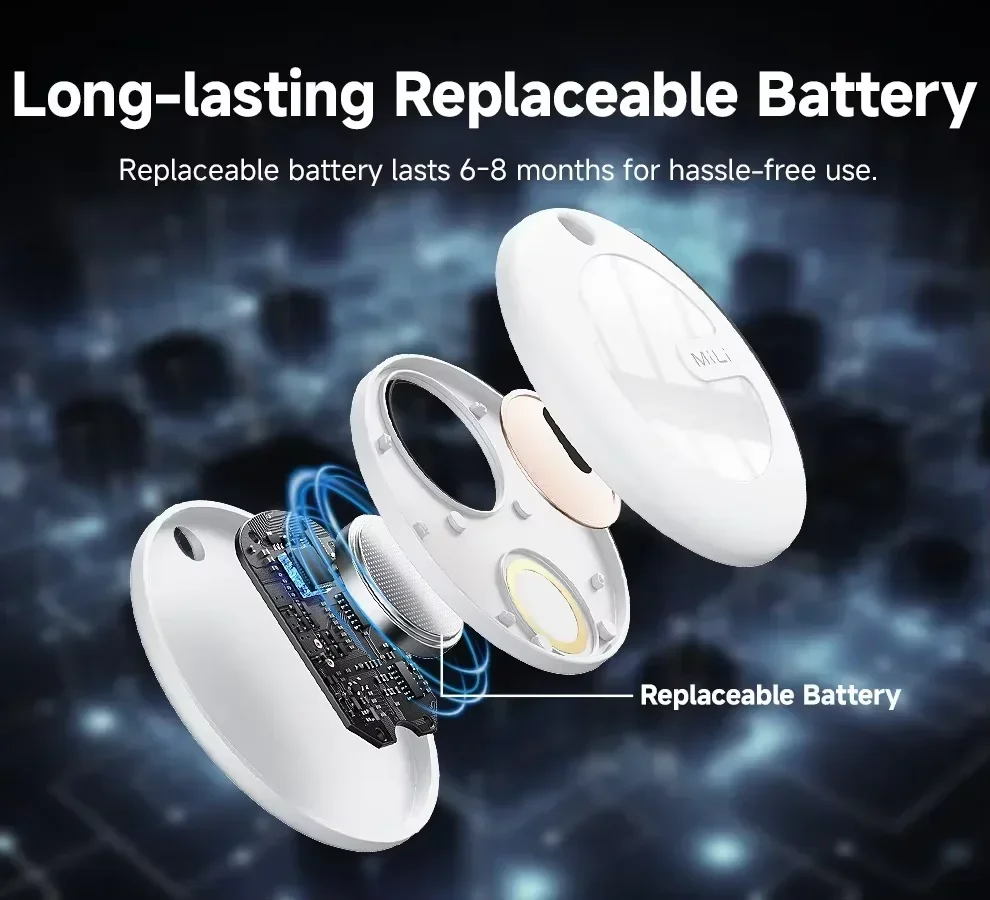 MiLi Smart Tracker Mitag Bluetooth Locator Anti-Lost Device Мобильные ключи для домашних животных Поиск для пожилых детей Работа с Android Find My Device