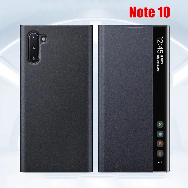 For Samsung Galaxy Note 10 Plus Flip-free Smart Wake Up Leather Case For Samsung Note 10 Window View Flip Cover Smart Chip Cases
