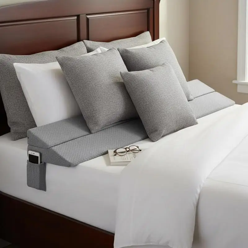 

Free Shipping-Mattress Gap Filler 60"x10"x6" For Reading Sleeping Resting, High Density Foam Side Pocket Back Support Gray Acces