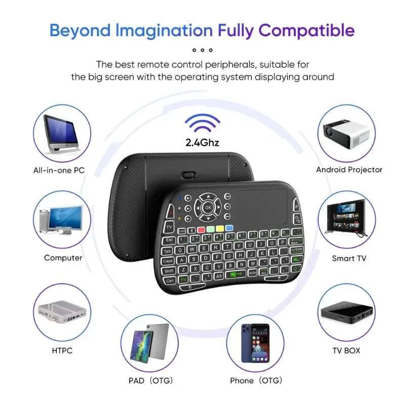 Mini Keyboard Gyroscope Dual Mode 2.4G BT5.0 Backlit Wireless Remote Control English For Android Stick Smart TV Box PC Projector