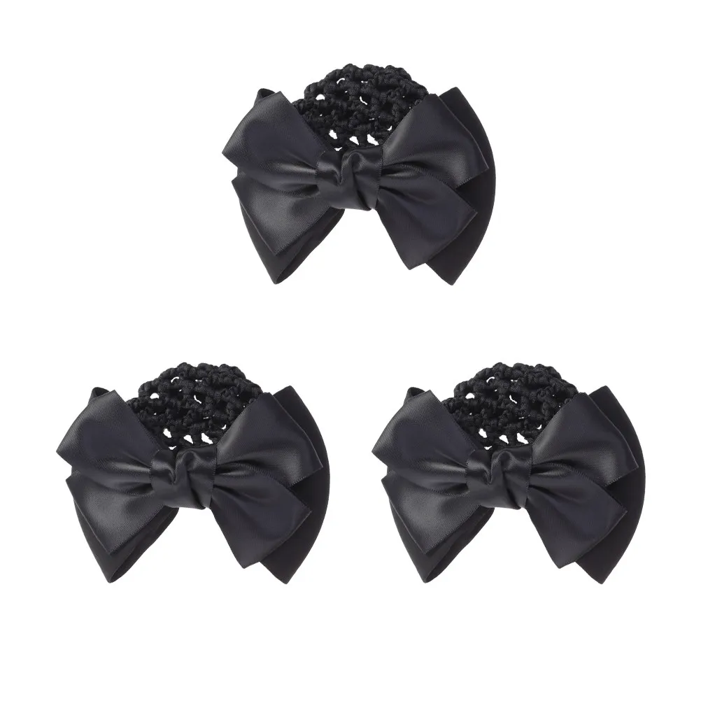 

3Pcs Women Headdress Mesh Clip Soft Bow Snood Net for Neck Cooling Long Hair Management Office Wear Daily Use Black