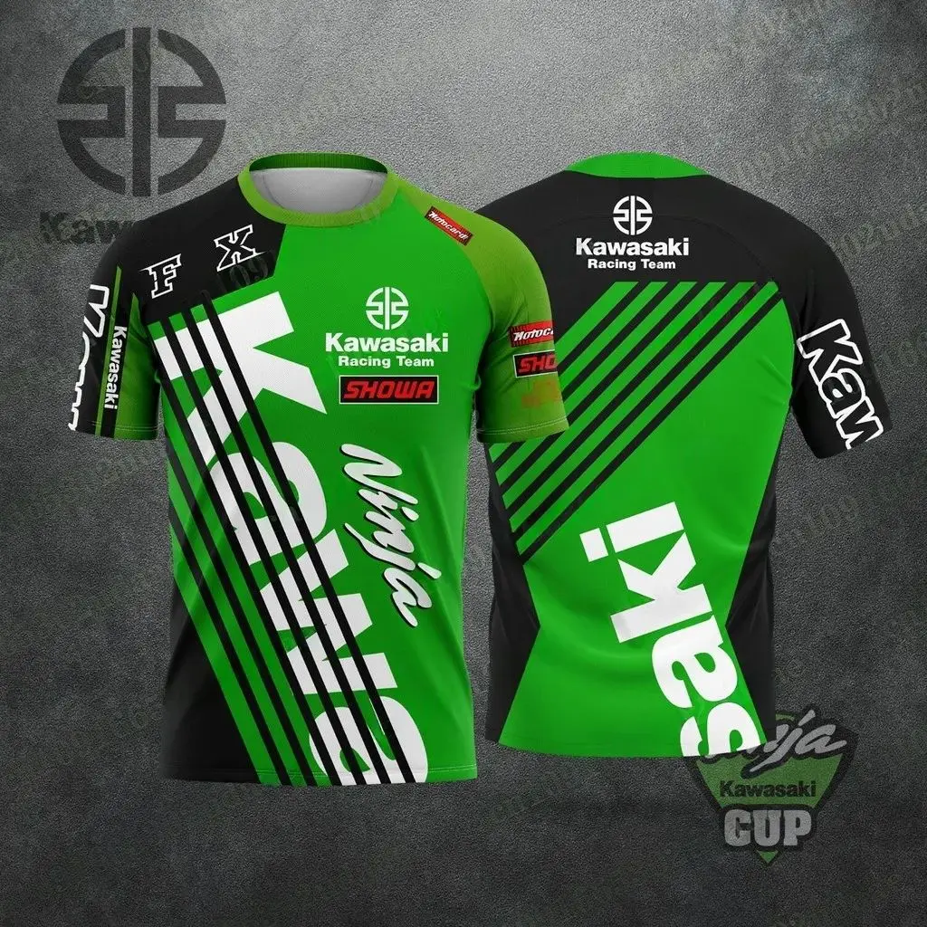

Kawasaki Racing Themed Long-Sleeved T-Shirt 2025 Spring And Autumn New Sweatshirt For Men And Women's Motorcycle Cultural Blouse