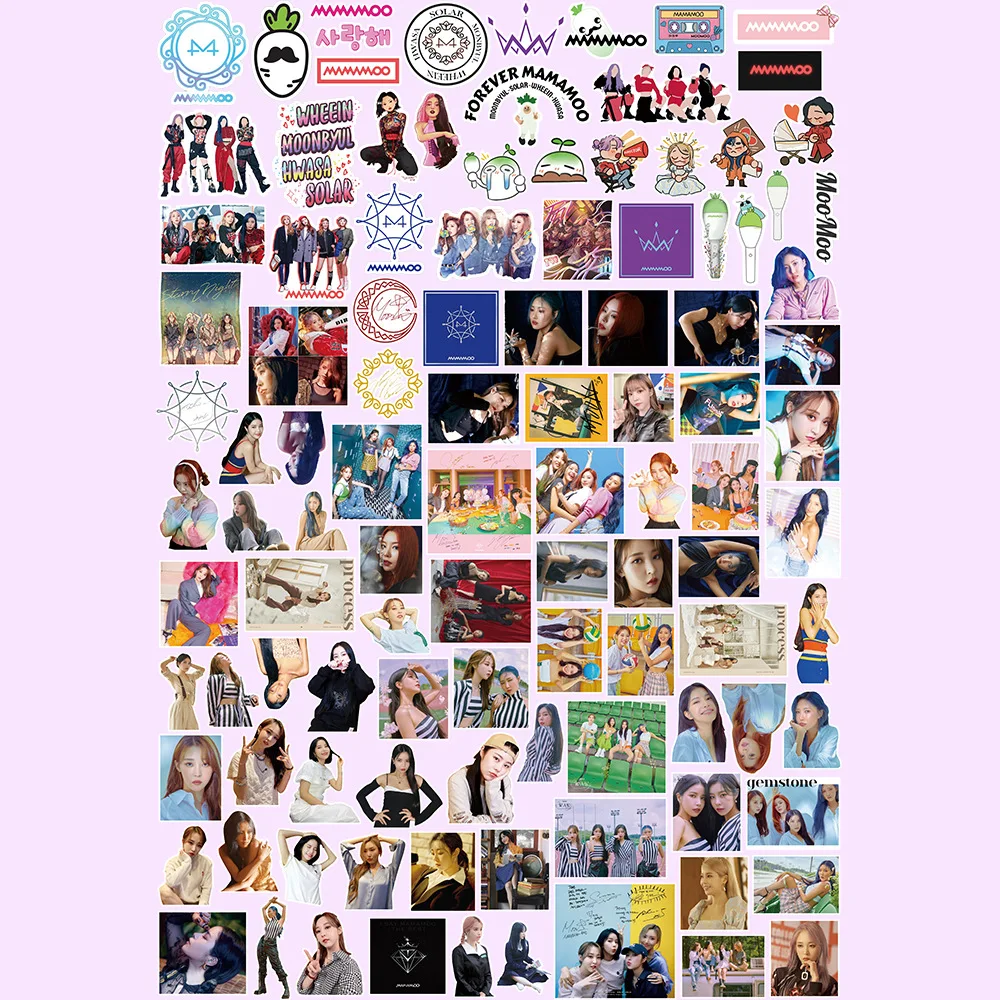 100pcs/set Kpop Mamamoo Character Stickers Waterproof High quality HD Photo for laptop Cup Notebook Stickers