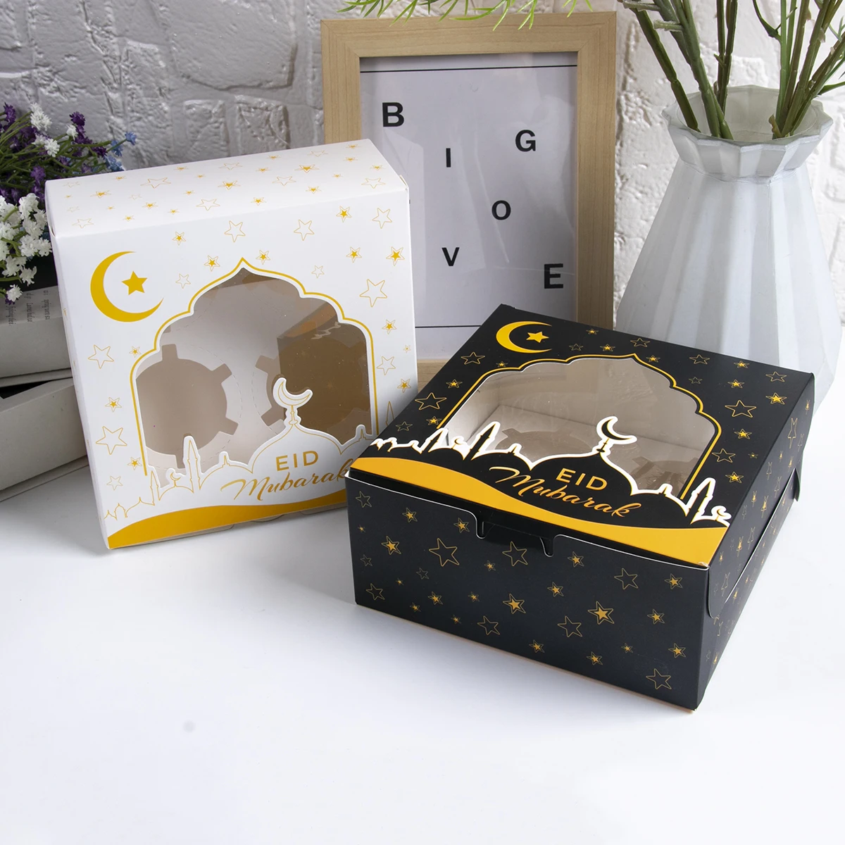 Kit Aid Moubarak BETESSIN 24 Boîtes Dragées Eid Mubarak - 12x4x4cm - Cadeau Ramadan Et Fête Musulmane Dragees Bapteme