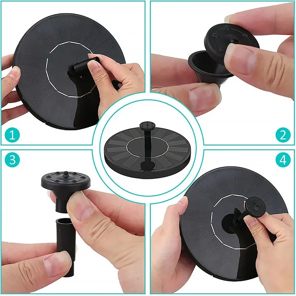 مضخات نافورة شمسية مقاس 13/16/18 سم: مناسبة لحمامات الحدائق والبرك وحمامات الطيور. مضخات عائمة خارجية مع 8 فوهات #3