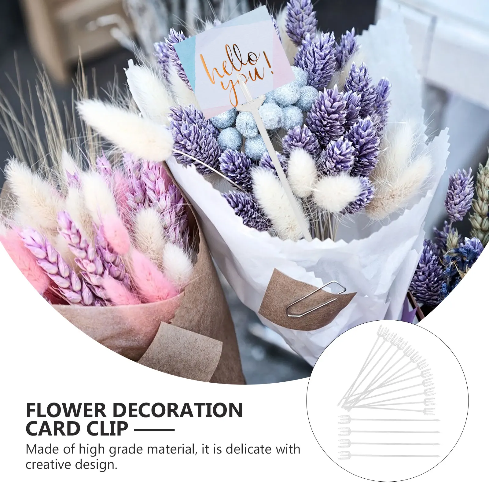 

80pcs Flower Bouquet Material Plastic Fork Shape Head Reusable Floral Pick Card Holder For Wedding Birthday Graduation