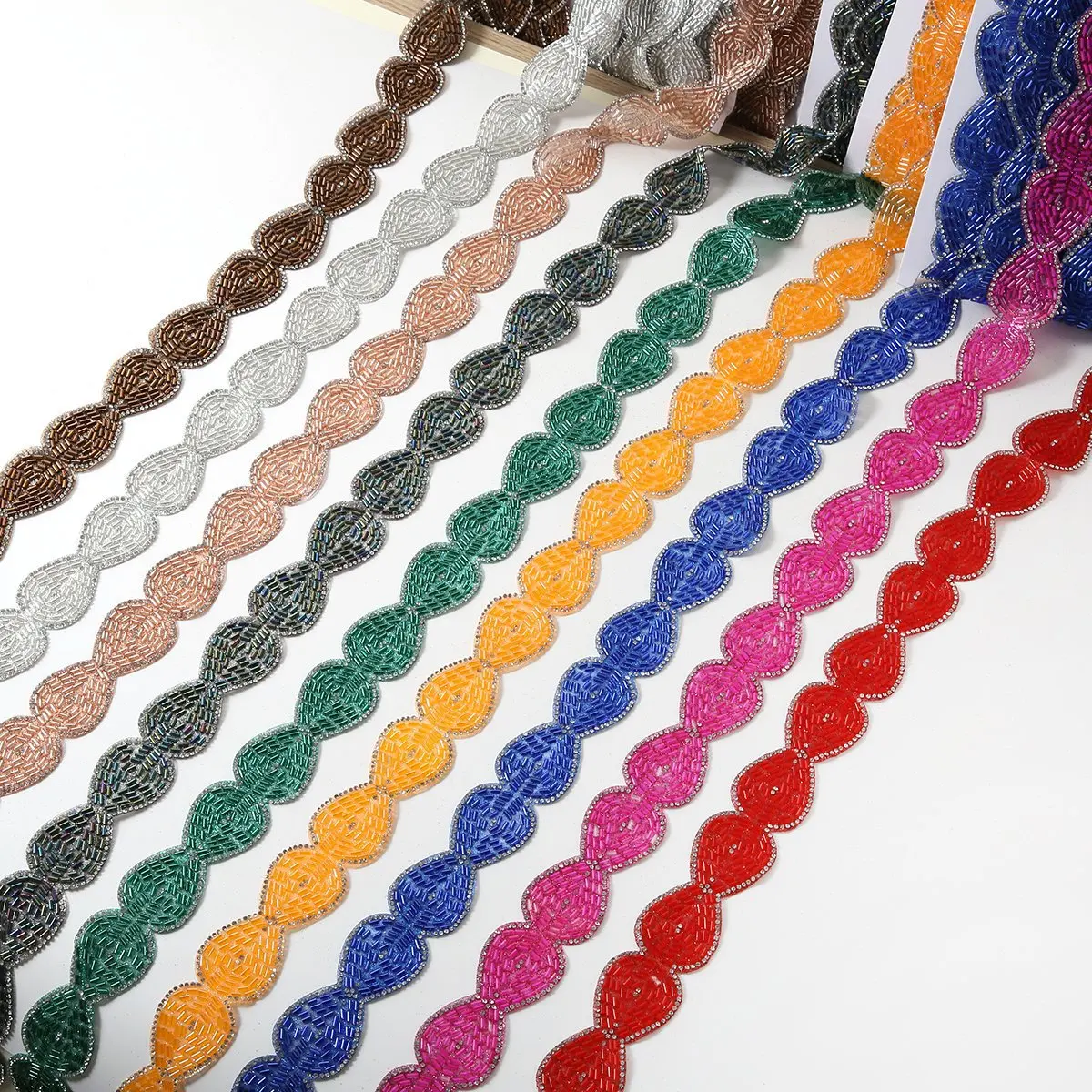 Ethnic-Style Dopamine-Colored Hot-Stamped Irregular Tube Beads, Rhinestone Strips, Clothing Lace, Shoe And Hat DIY Accessory