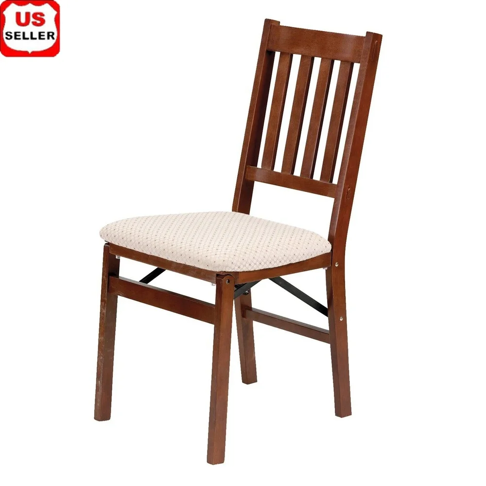

Arts and Crafts Folding Chair Hardwood Padded Seat Indoor Storage Portable Lightweight Heavy Duty Solid Wood Construction