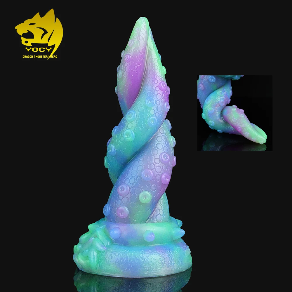 YOCY Octopus Dildo Fantasy Silicone Sex Toy Anal Butt Plug Luminous Toy With Powerful Suction Cup