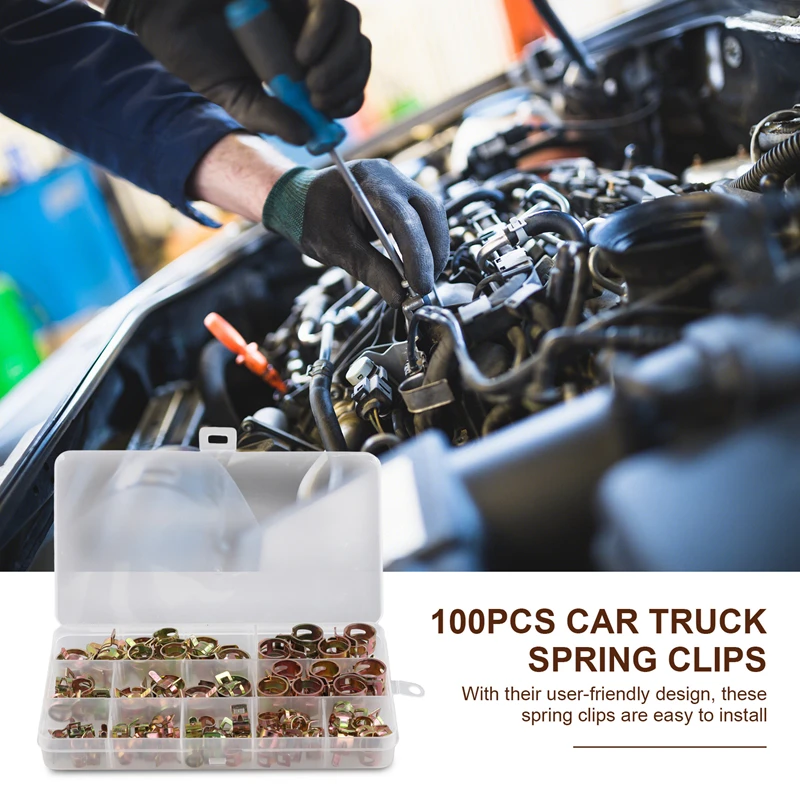 100 Stuks Auto Truck Veer Clips Stookolie Waterslang Clip Pijp Buisklem Bevestiger Assortiment Kit 6-17Mm