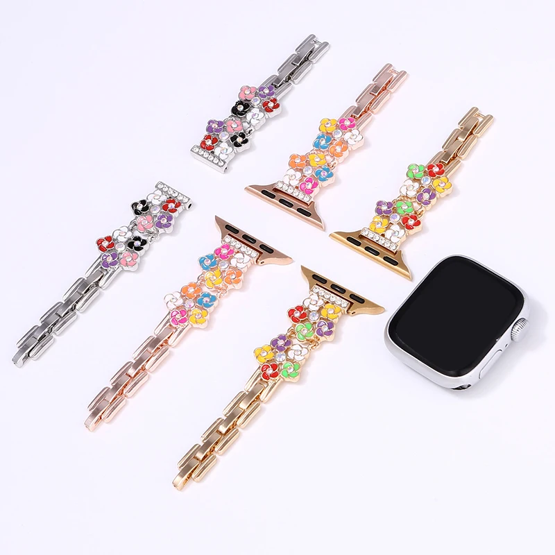 Fashion Band for Apple Watch Strap 38/40/41mm 42/44/45/49mm Series9 8 7 6 5 Adjustable Metal Wristband Women Bracelet For iWatch