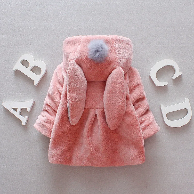 Autumn Winter Outerwear Infant Girl Jacket Korean Cartoon Cute Hooded Fleece Warm Thicker Baby Tops Lamb Wool Kids Coat BC111