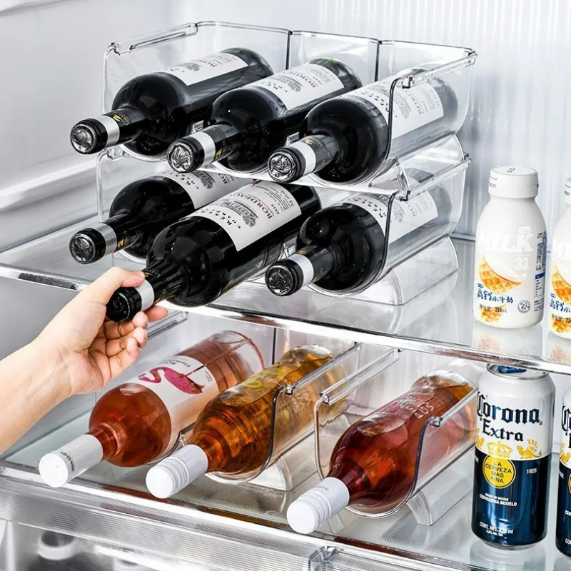 Transparent Red Wine Rack Household Refrigerator Storage Rack Wine Rack Light Luxury Wine Bottle Divider Kitchen Storage Rack