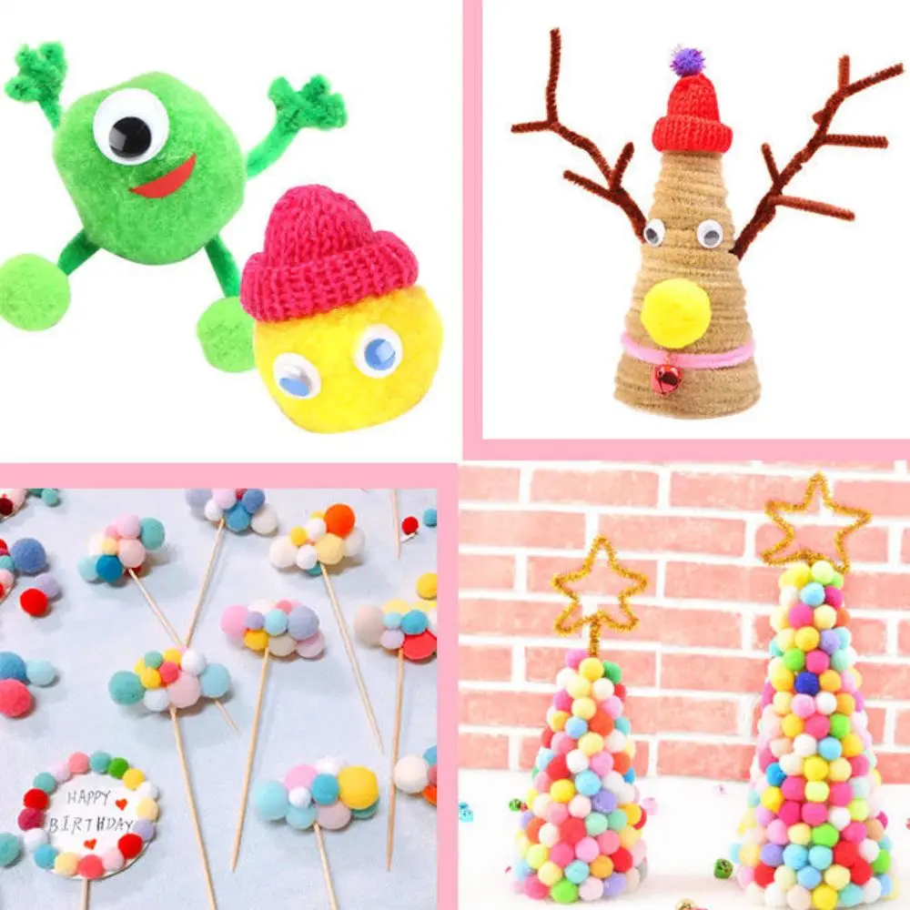100 pièces 10mm boules de fourrure de pompon couleurs de noël couleurs bonbons bricolage Pom Pom balle moelleux élasticité bricolage balle jouets faits à la main