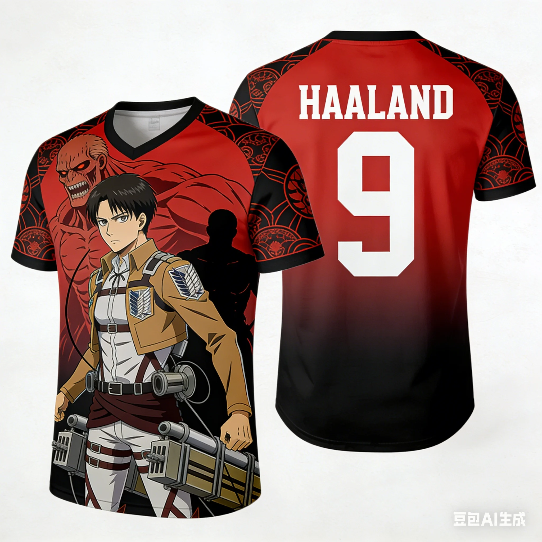

Футболка с графическим принтом Attack on Titan × Soccer Star Collaboration, унисекс, модная, свободного кроя, повседневная, с коротким рукавом