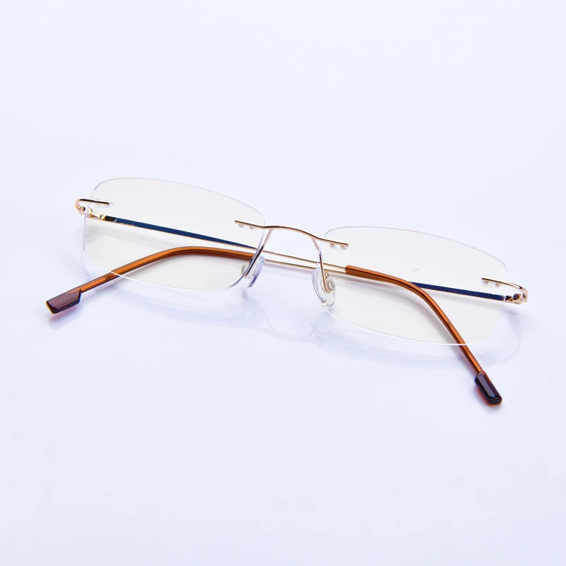 Männer Lesebrille Randlose Cut Presbyopie Brille Anti Blau Licht Schmale Quadratische Brillen Rezept Rahmen – Detail 6