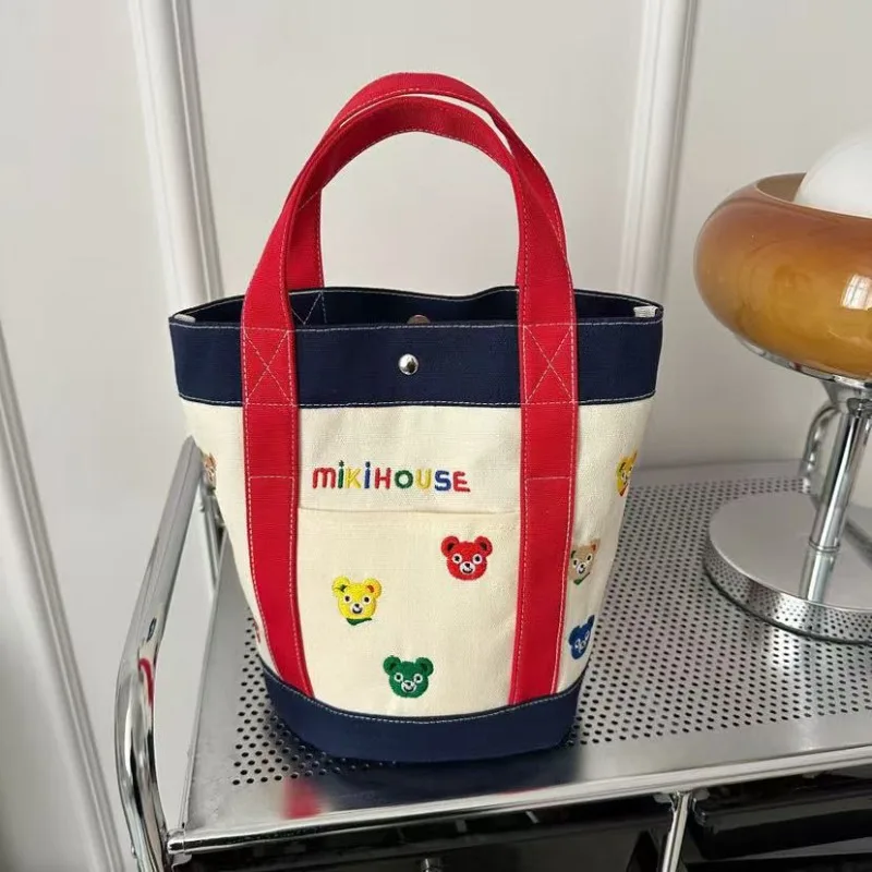 Новая холщовая сумка с вышивкой из мультфильма, большая вместительная сумка для мамы, обеда, высокоэстетичная сумка для женщин