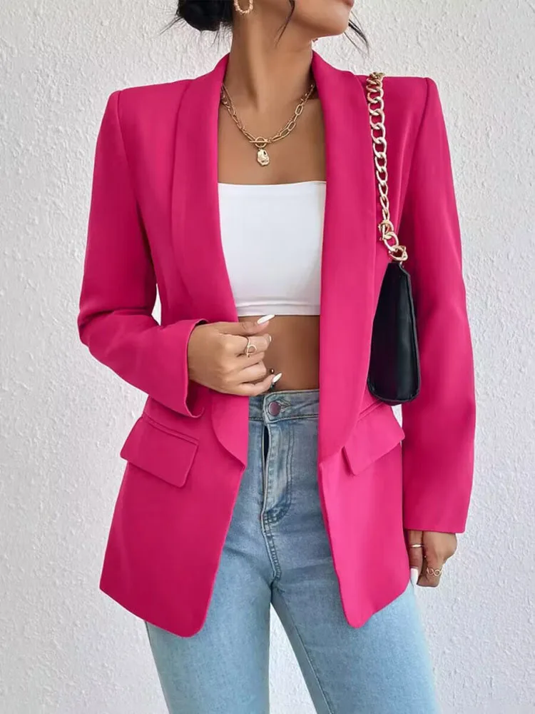 Korean Popular Pink New Outerwear Women 2024 Fashion Female Spring Jacket Casual Long Sleeve Black Blazer Coats