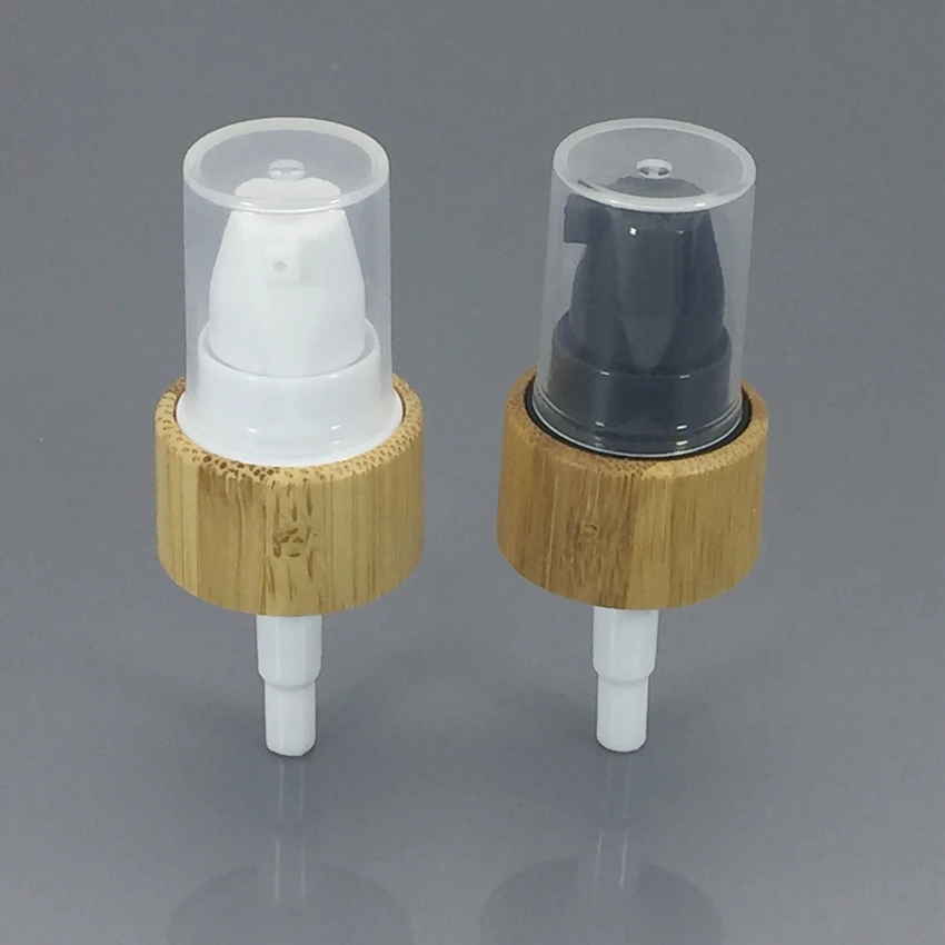 100Pcs Cosmetic Cream Emulsion Pump Dispenser 20/410 Wood Bamboo Plastic Treatment Pump for Glass Plastic Bottle Lid Cover