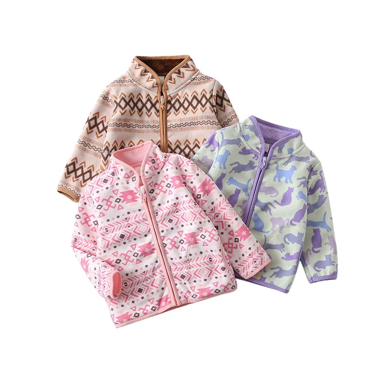 

Осенне-зимние куртки для детей от 2 до 6 лет, пальто, верхняя одежда для девочек, одежда с капюшоном и длинными рукавами на молнии для малышей, костюм с принтом для малышей