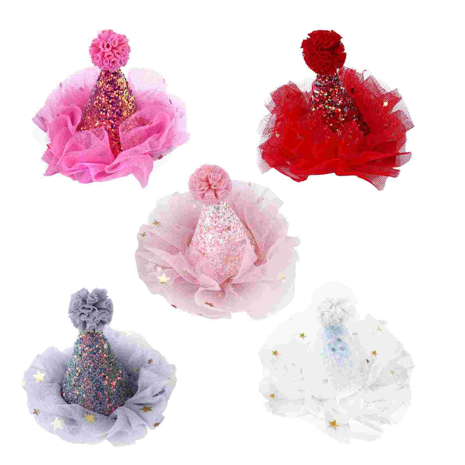 5 Pcs Christmas Hat Hairpin Kids Clips for Girls Birthday Sequins Fabric Baby Barrettes