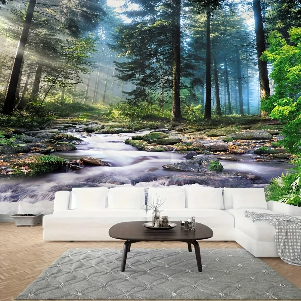 Forest Stream Tranquility Tapestry: Nature's RetreatWall decoration background cloth, bedroom room home decoration