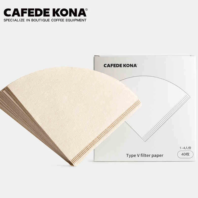 CAFEDE KONA Pour Over TYPE V Filter Paper Coffee Dripper 40 Sheets Coffee Filter Coffee Goods Paper Conical Filter Paper Filte