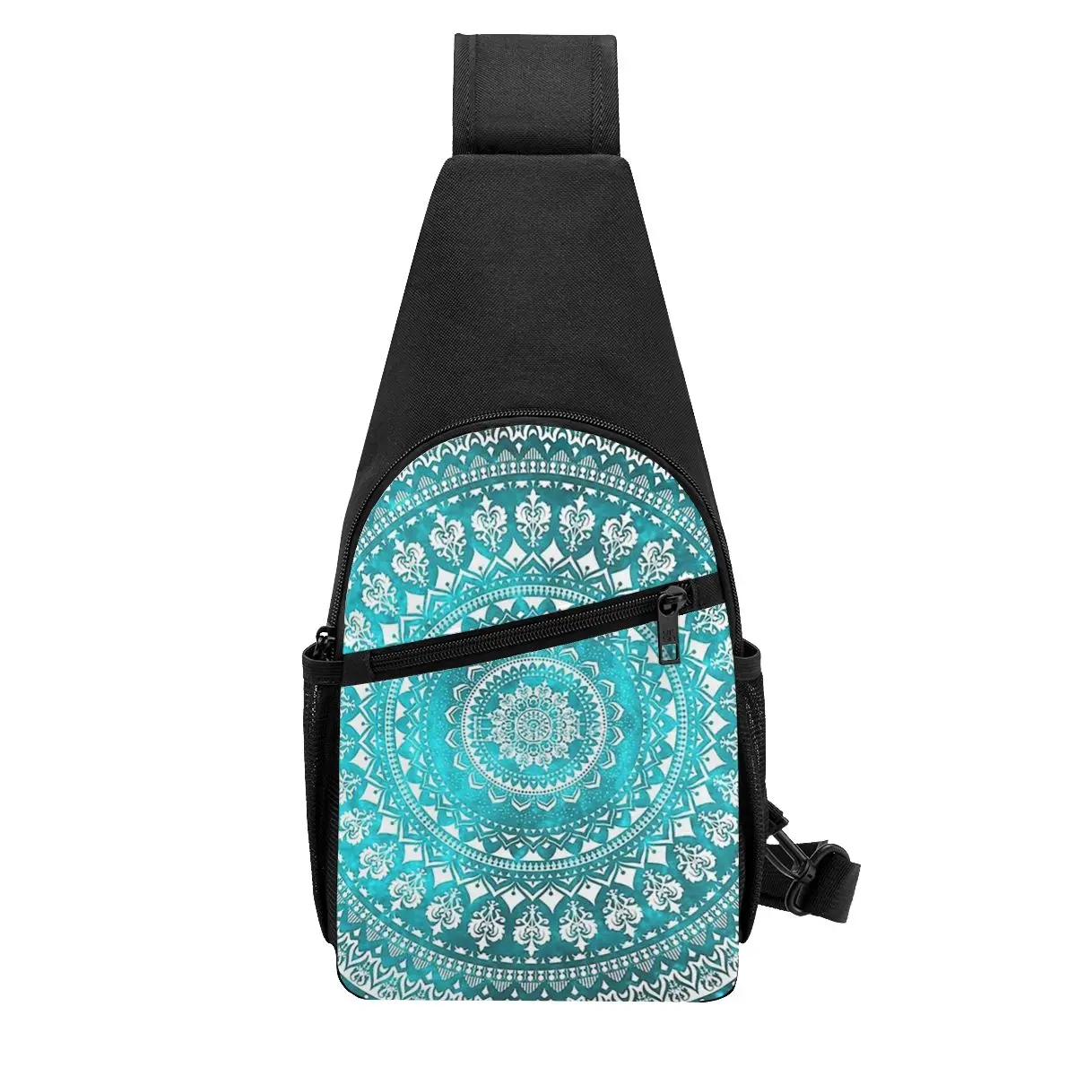 Mandala Turquoise Chest Bag Men Sling Crossbody Backpack Chest Bag Travel Hiking Daypack Shoulder Bag