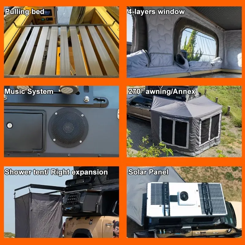 شريحة منبثقة قابلة للتخصيص في شاحنة مقطورة تخييم لاقط Rv المظلة المعسكر هارد شل الألومنيوم المنبثقة شاحنة توبر #4