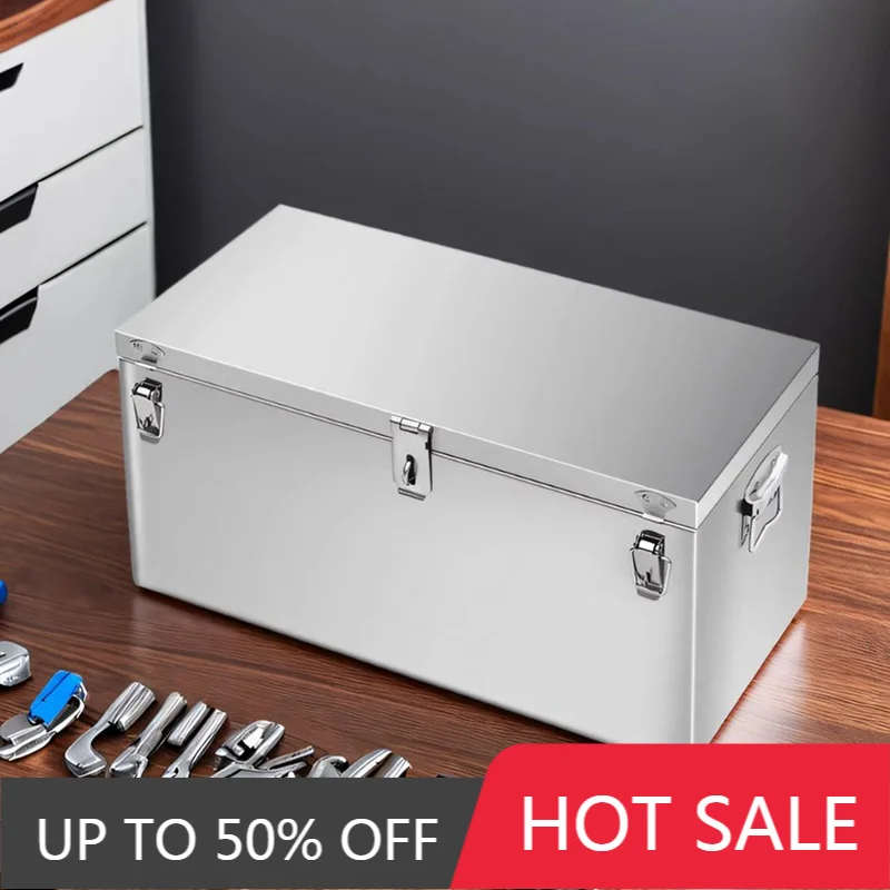 Stainless Steel Toolbox Large Capacity Tool Organizer Suitcase Multifunctional Hardware Tools Storage Box Waterproof Boxes