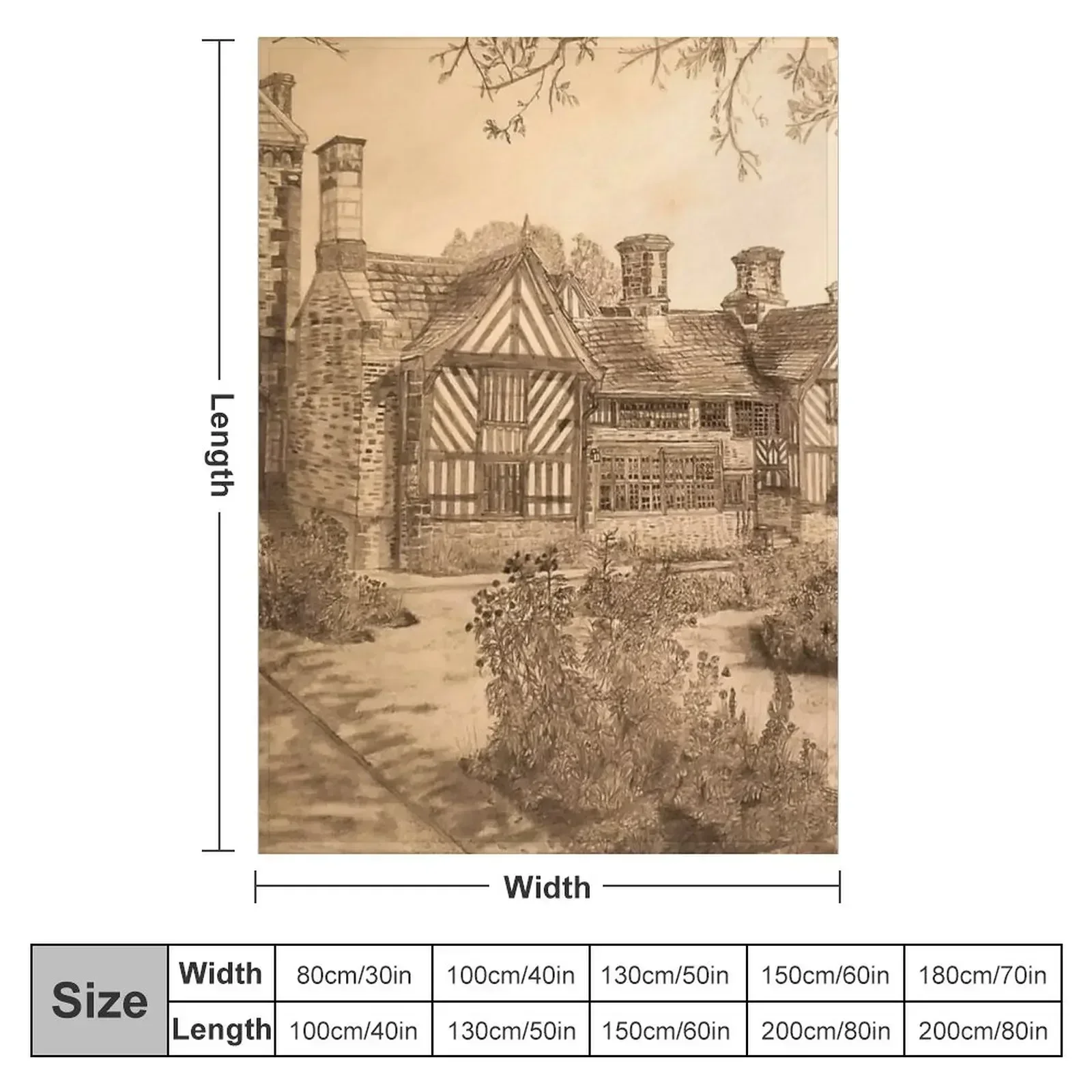 Shibden Hall Drawing Throw Blanket Blankets For Baby valentine gift ideas Blankets