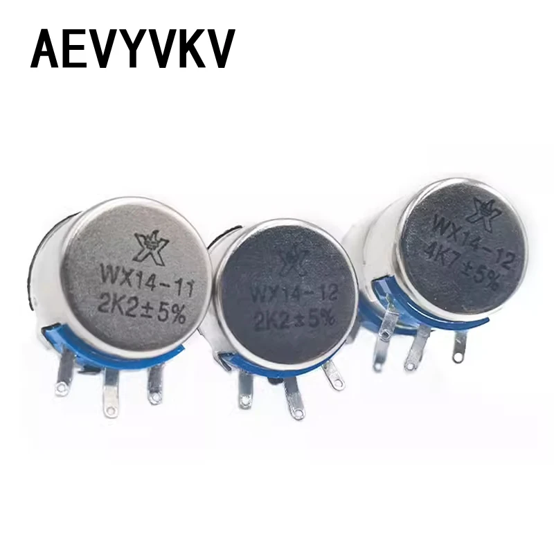 WX14-12 3W Single Coil Wound Potentiometer Without Locking 100 220 330 470 560 Ohm 1K 2K2 4K7 10K Lap Wirewound Potentiometers