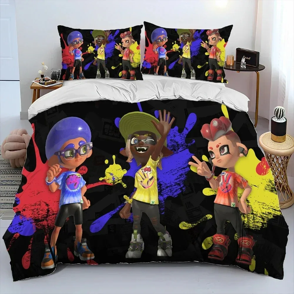 

S-Splatoon Game Gamer Cartoon Bedding Set For Bedroom Soft Modern Bedspreads Comefortable Duvet Cover Quilt Cover And Pillowcase