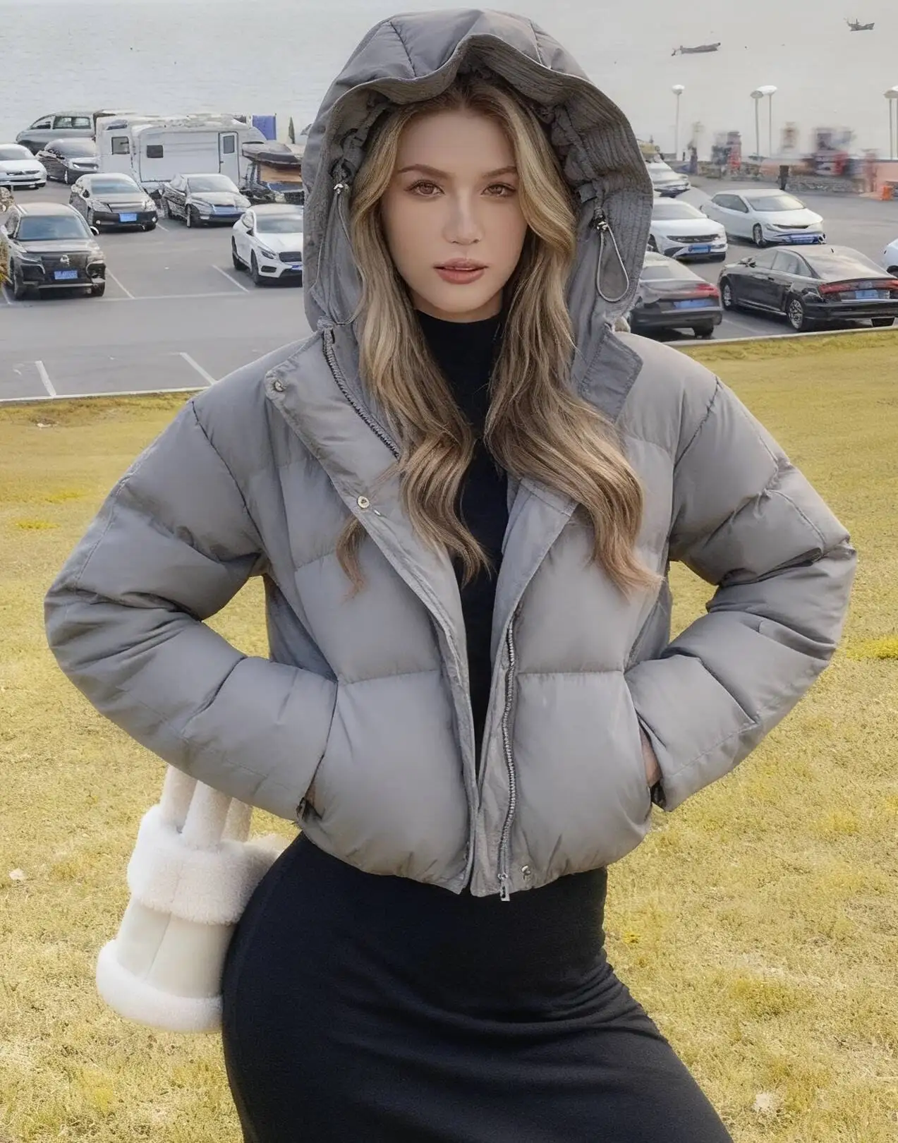 

Парки женские уличные осенние из биохлопка, регулируемый шнурок с клапаном и карманом, простые, повседневные, прочные, удобные, функциональные