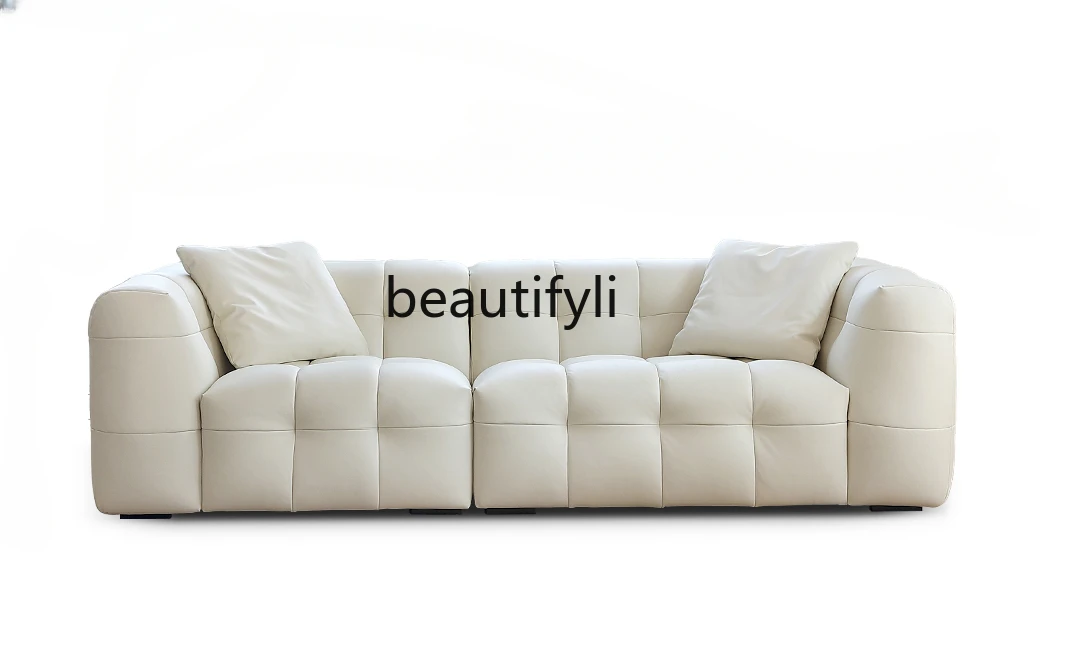 Cotton Candy Sofa Minimalist Retro Sofa Designer Small Apartment Boba Silicone Leather Art Sofa