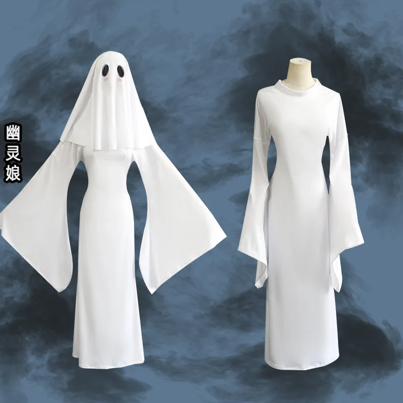 

Anime Sexy Ghost Girl Costume for Women Ghost Princess Holiday Cross Dress Lovely Ghost Bride Cosplay Tight Fishtail Dresses