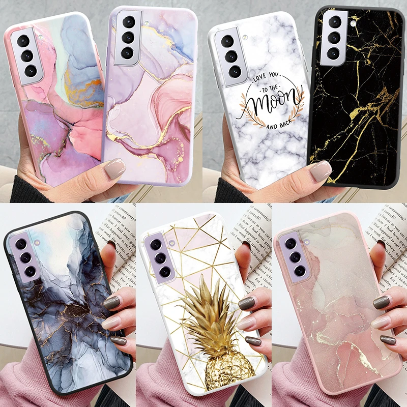 Case For Samsung Galaxy S21 5G Bags S 21 Plus FE Cover Protective Silicone Funda Marble Stone Texture Coque For Samsung S21 Capa