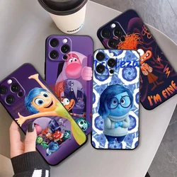 Disney Inside Out Emote Cute For Apple iPhone 16 15 14 13 12 11 XS XR X Pro Max Plus Mini Black Funda Phone Case