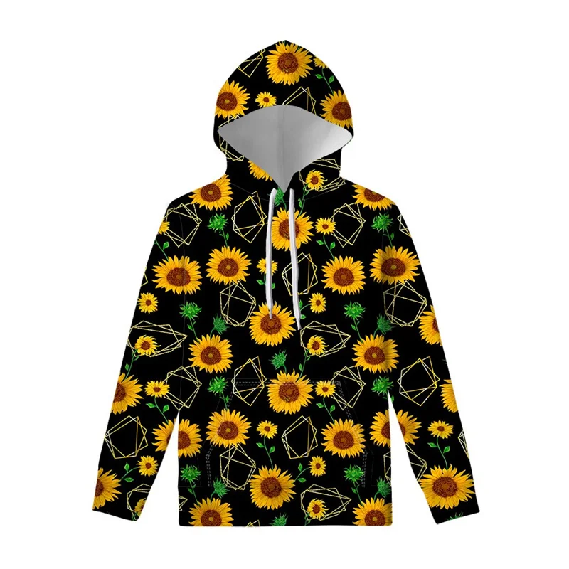 Sunflower Floral Hoodie For Men Women Plants Flower 3D Printed Sweatshirt Fashion Harajuku Hoodies Tops Pullovers Long Sleeves