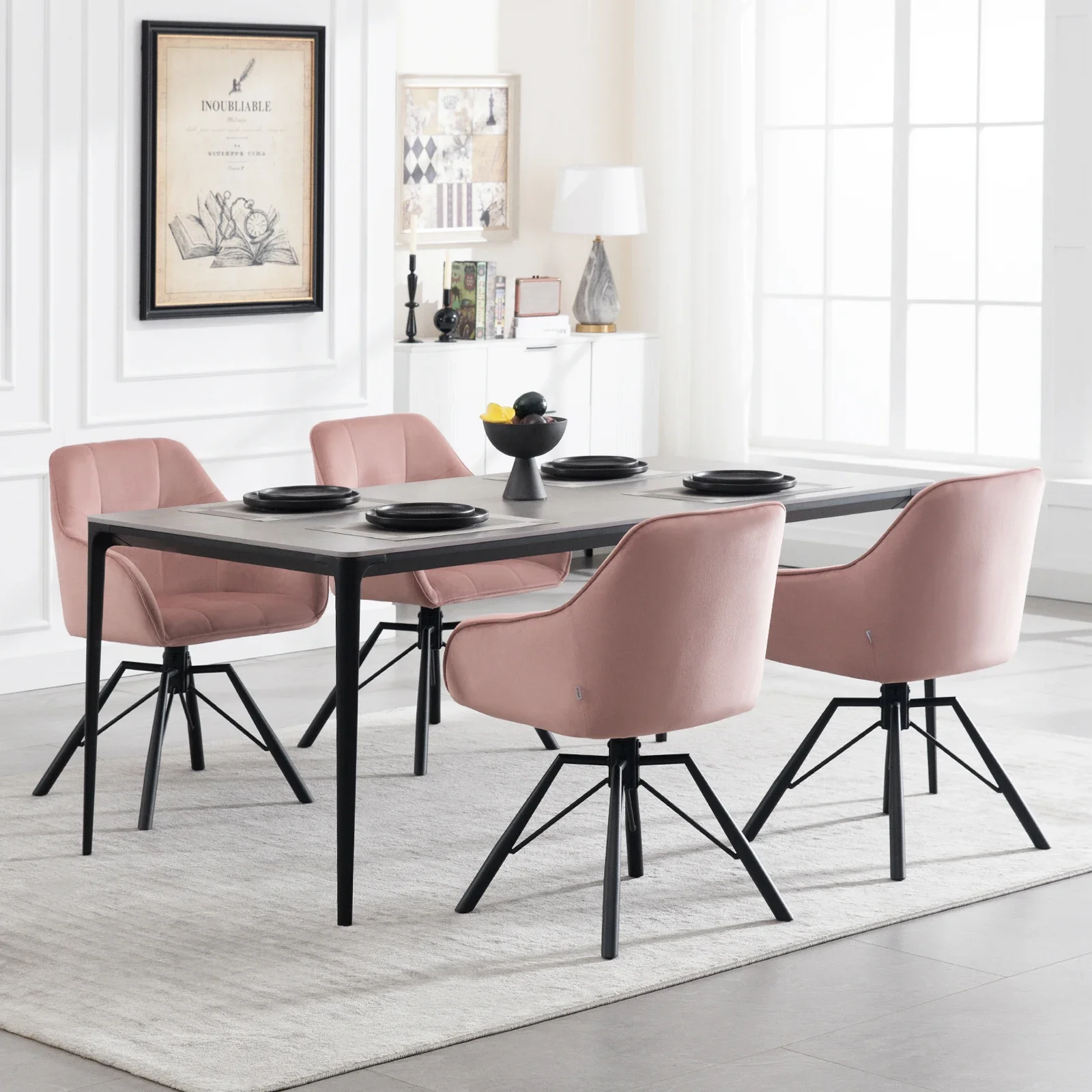 WOLTU 2 Stück/Set gepolsterter, bequemer Küchenstuhl, drehbarer Esszimmerstuhl mit Armlehnen und Rückenlehne für Restaurant, Wohnzimmer, Zuhause – Detail 34