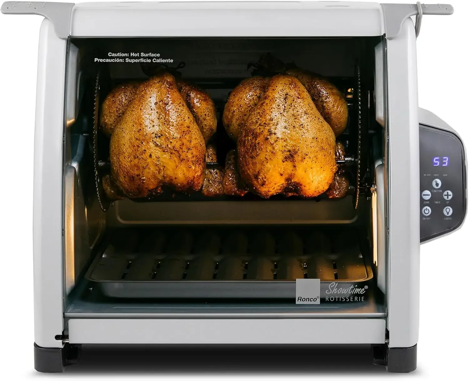 Horno asador serie Platinum 6000, pantalla digital, capacidad de 12 libras, apagado automático, incluye husillo asador, multiusos