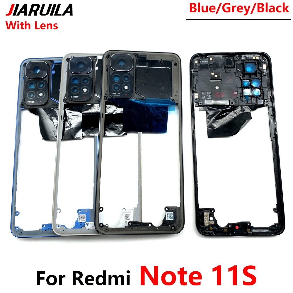 NEW For Xiaomi Redmi Note 11S / Note 11 4G Middle Frame Bezel Faceplate Bezel Frame With Side Button Repair Spare Parts