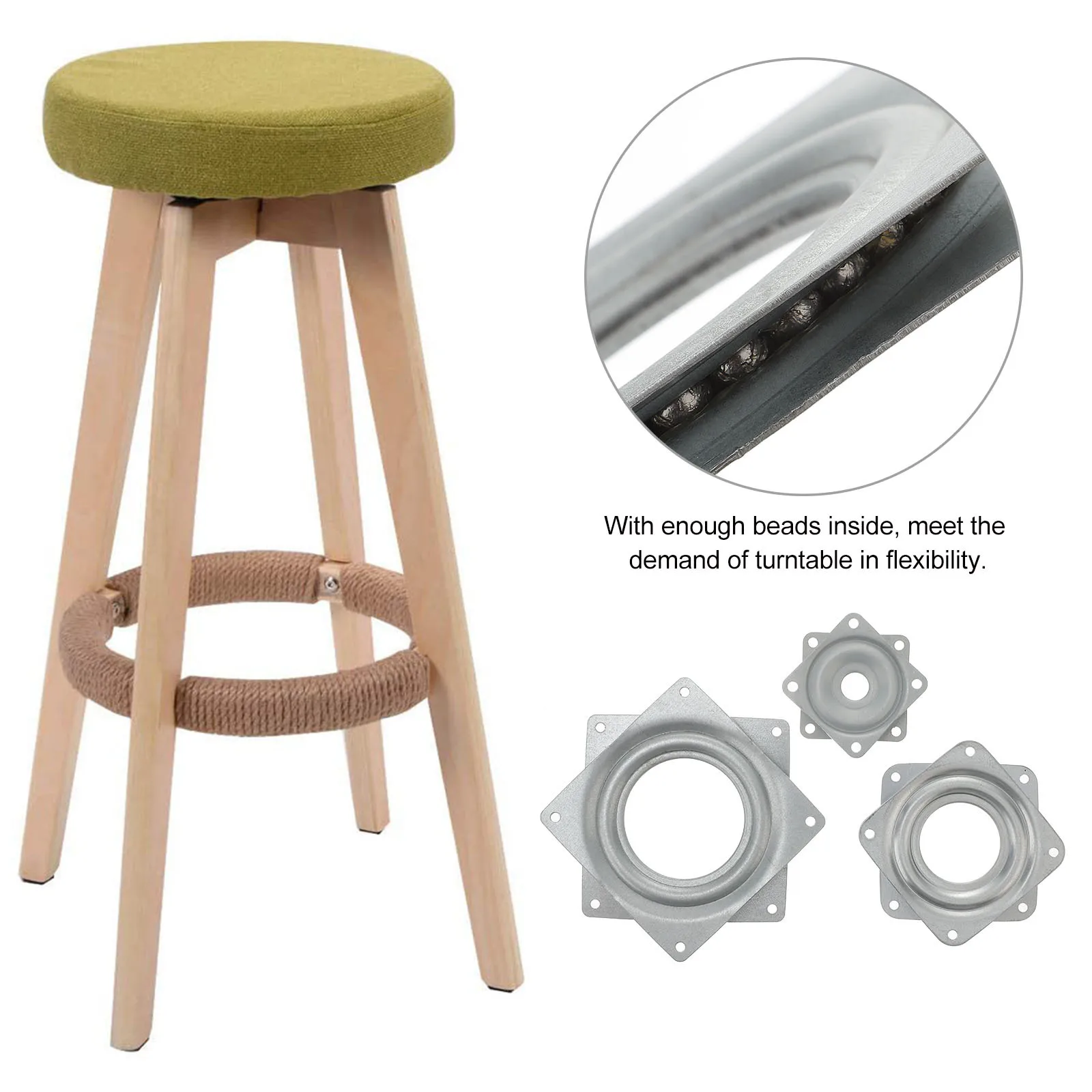 

3Pcs Lazy Susan Turntable Bearing Square Metal DIY Furniture Accessories Display Stand Flexible Load Bearing