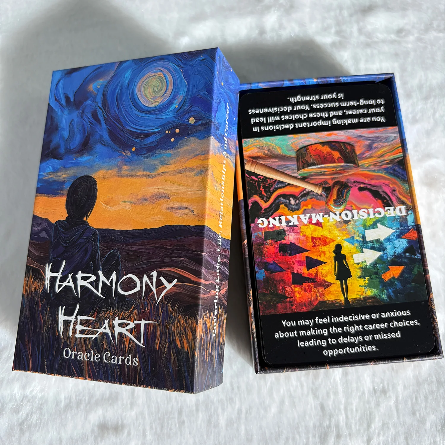 56PCS Harmony Heart Oracle Cards Colorful Abstract Cards 12x7cm for Life Guidance with Upright & Reversed Meanings Board Game