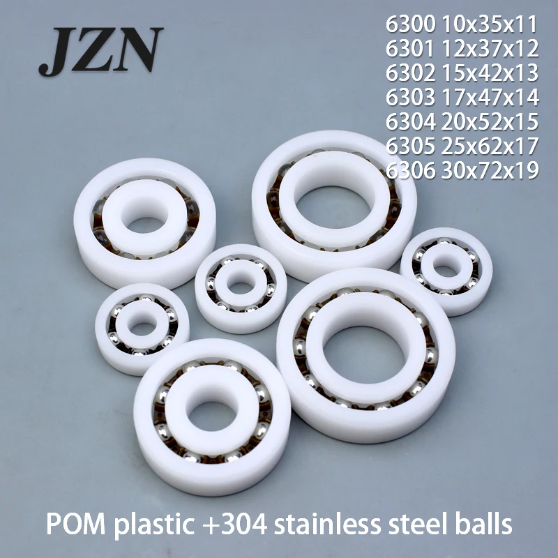 POM plastic +304 stainless steel balls 6300 6301 6302 6303 6304 6305 6306 Resistant to wear and corrosion